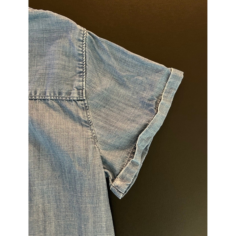 St Johns Bay Blue Lyocell Chambray Short Sleeve Button Down Shirt Large (1443) - Picture 8 of 9